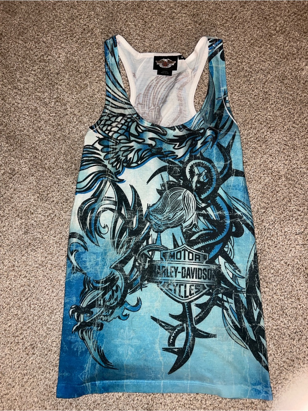 Harley-Davidson Women's Teal Blue Graphic Racerback Tank